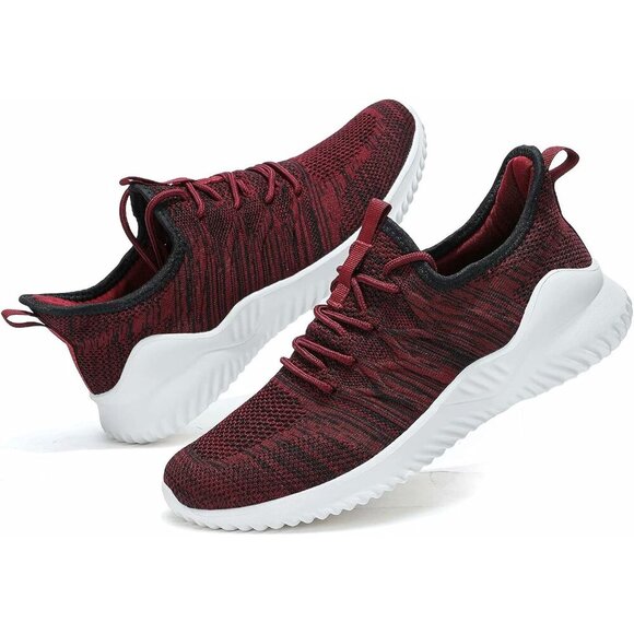 Men's Running Shoes Slip-on Walking Sneaker Lightweight Breathable Trainers Red - Picture 5 of 7